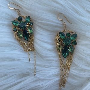 Dannijo Swarovski Crystal Earrings Emerald Gold